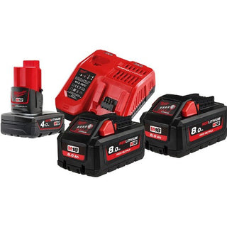 Lader og batteripakke MILWAUKEE 2x18 V 8,0 Ah Li-Ion