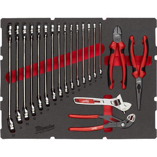 Verktøysett MILWAUKEE Skuminnlegg Packout 19 deler