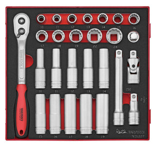 27 deler pipenøkkelsett med 1/2'' firkantfeste Teng Tools TED1227