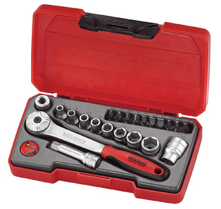 Pipenøkkelsett med 1/4'' firkantfeste Teng Tools T1422