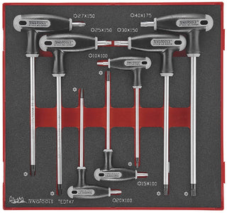 7 deler TX/TPX nøkkelsett med T-håndtak Teng Tools TEDTX7