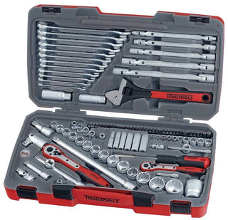 Pipenøkkelsett. Med 1/4", 3/8" og 1/2" firkantfeste. Teng Tools TM106