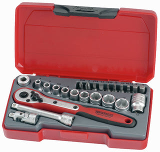 Pipenøkkelsett med 1/4" firkantfeste Teng Tools T1424
